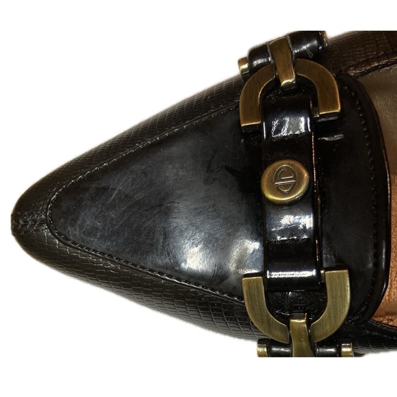 Circa Joan & David Luxe Snakeskin Embossed Black Leather Heel - Picture 7 of 10